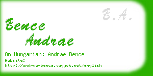 bence andrae business card